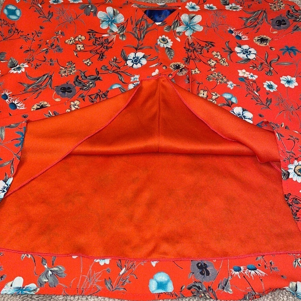 BLUE RAIN a-line orange floral keyhole cut string tank top women’s size medium - Picture 8 of 8